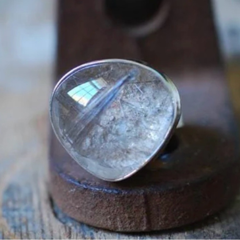 Dollybird - Haley’s comet Quartz Statement Ring - Clear and Golden Rutile